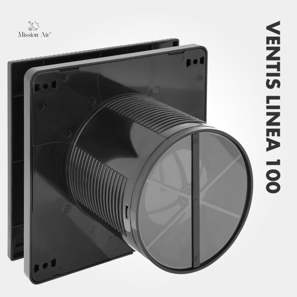 VENTIS LINEA 100 mm Bathroom Fan | Quiet, With Backdraft Shutter, Black