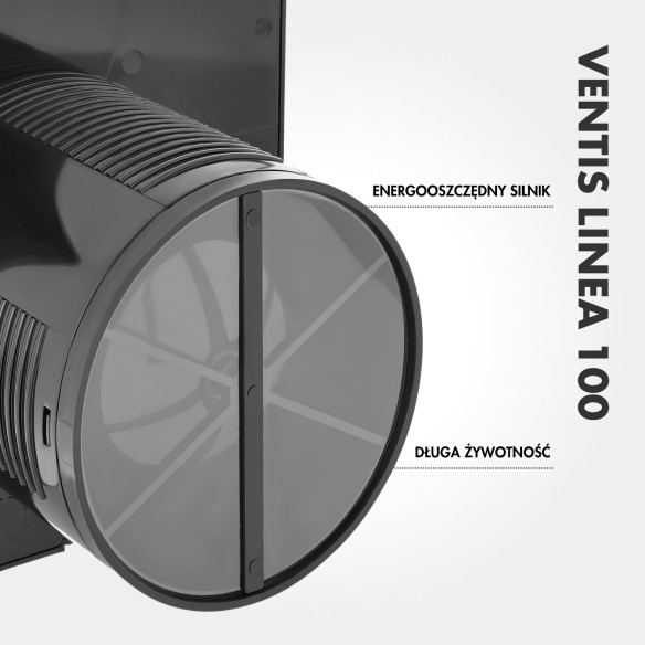 VENTIS LINEA 100 mm Bathroom Fan | Quiet, With Backdraft Shutter, Black