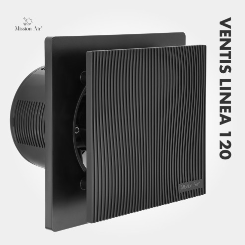 VENTIS LINEA 120 mm Bathroom Fan | Quiet, With Backdraft Shutter, Black