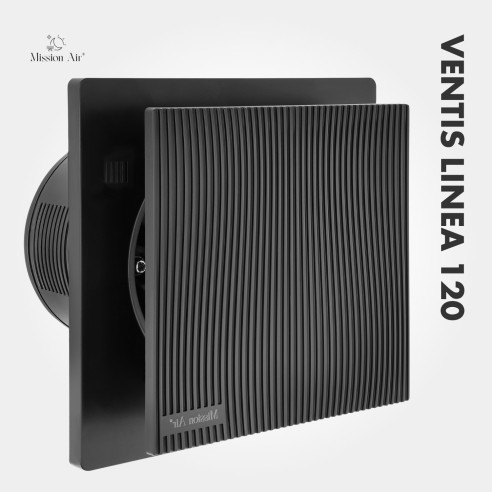 VENTIS LINEA 120 mm Bathroom Fan | Quiet, With Backdraft Shutter, Black