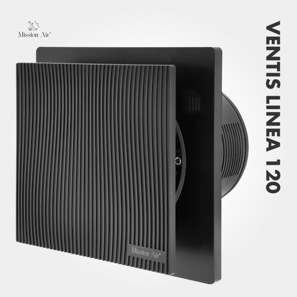 VENTIS LINEA 120 mm Bathroom Fan | Quiet, With Backdraft Shutter, Black