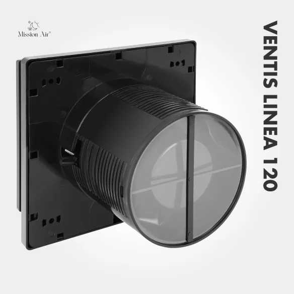 Wentylator łazienkowy VENTIS LINEA 120 mm czarny tył obudowy