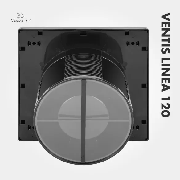 Wentylator łazienkowy VENTIS LINEA 120 mm | Z klapką zwrotną, Czarny