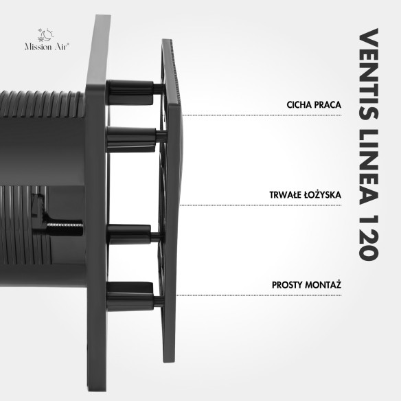 VENTIS LINEA 120 mm Bathroom Fan | Quiet, With Backdraft Shutter, Black