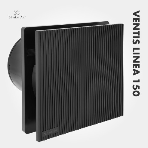 VENTIS LINEA 150 mm Bathroom Fan | Quiet, With Backdraft Shutter, Black
