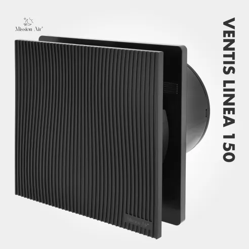 Wentylator łazienkowy VENTIS LINEA 150 mm czarny widok boczny