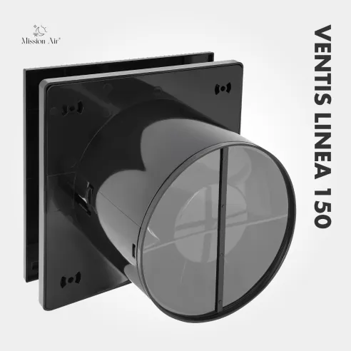 Wentylator łazienkowy VENTIS LINEA 150 mm czarny tył obudowy