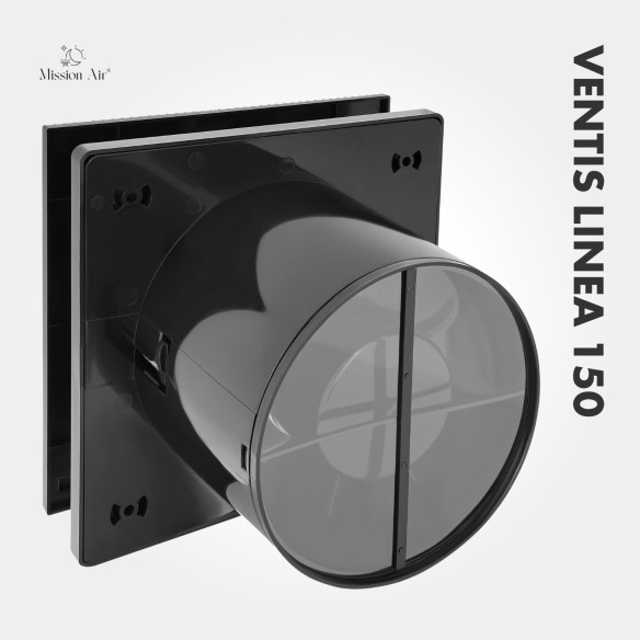 VENTIS LINEA 150 mm Bathroom Fan | Quiet, With Backdraft Shutter, Black