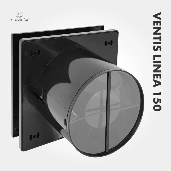 Wentylator łazienkowy VENTIS LINEA 150 mm czarny tył obudowy