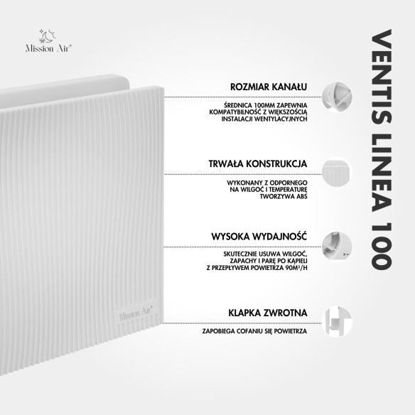 VENTIS LINEA 100 mm Bathroom Fan | Quiet, With Backdraft Shutter, White