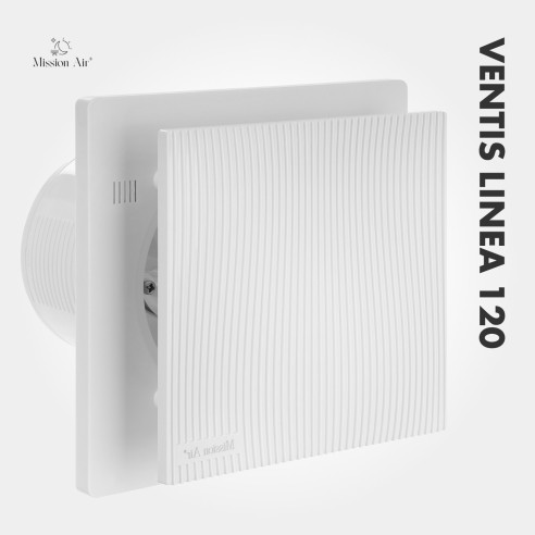 VENTIS LINEA 120 mm Bathroom Fan | Quiet, With Backdraft Shutter, White