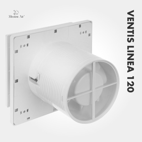 VENTIS LINEA 120 mm Bathroom Fan | Quiet, With Backdraft Shutter, White