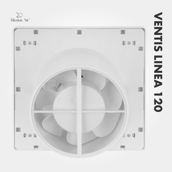 VENTIS LINEA 120 mm Bathroom Fan | Quiet, With Backdraft Shutter, White