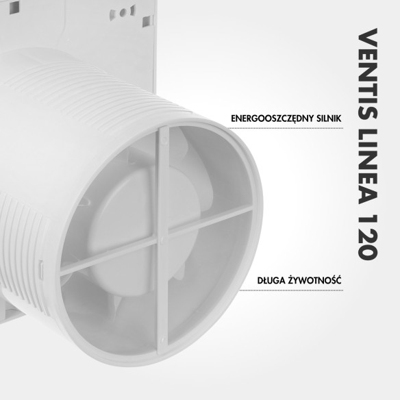 VENTIS LINEA 120 mm Bathroom Fan | Quiet, With Backdraft Shutter, White