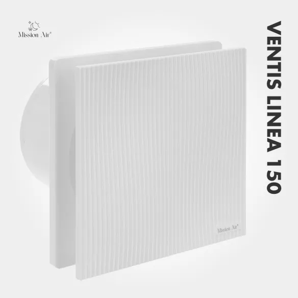 Wentylator łazienkowy VENTIS LINEA 150 mm biały widok z przodu