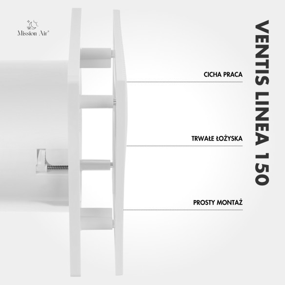 VENTIS LINEA 150 mm Bathroom Fan | Quiet, With Backdraft Shutter, White