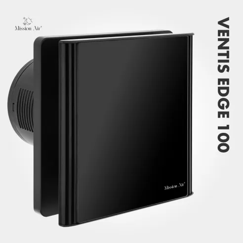 Wentylator łazienkowy VENTIS EDGE 100 mm czarny widok z przodu