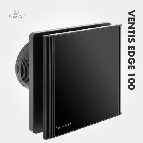 VENTIS EDGE 100 mm Bathroom Fan | Quiet, With Backdraft Shutter, Black