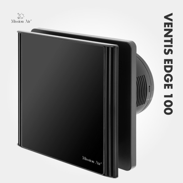VENTIS EDGE 100 mm Bathroom Fan | Quiet, With Backdraft Shutter, Black