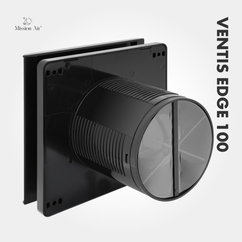 VENTIS EDGE 100 mm Bathroom Fan | Quiet, With Backdraft Shutter, Black