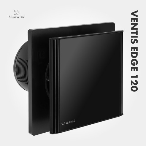 VENTIS EDGE 120 mm Bathroom Fan | Quiet, With Backdraft Shutter, Black