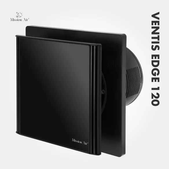 Wentylator łazienkowy VENTIS EDGE 120 mm czarny widok boczny