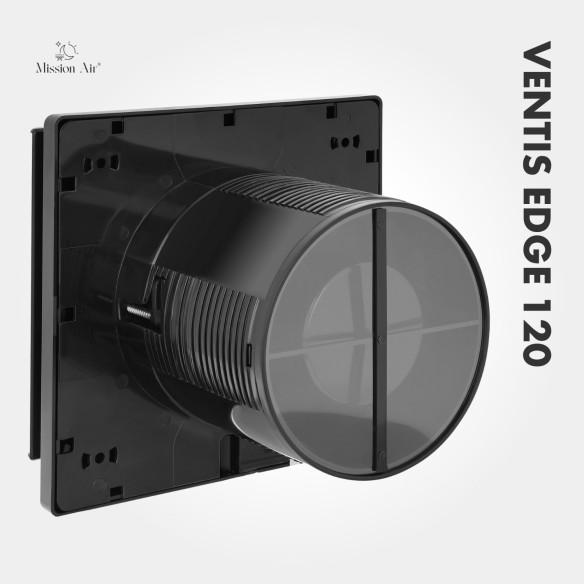 VENTIS EDGE 120 mm Bathroom Fan | Quiet, With Backdraft Shutter, Black