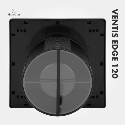 VENTIS EDGE 120 mm Bathroom Fan | Quiet, With Backdraft Shutter, Black