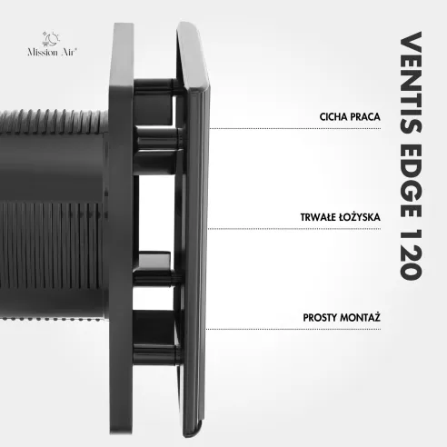 Wentylator łazienkowy VENTIS EDGE 120 mm czarny montaż ścienny