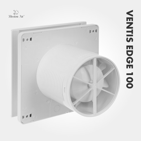VENTIS EDGE 100 mm Bathroom Fan | Quiet, With Backdraft Shutter, White