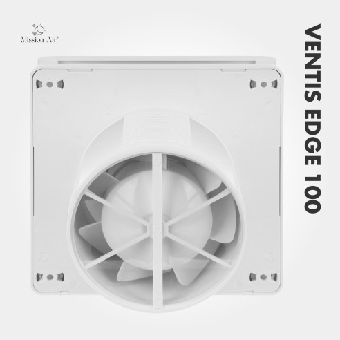 VENTIS EDGE 100 mm Bathroom Fan | Quiet, With Backdraft Shutter, White