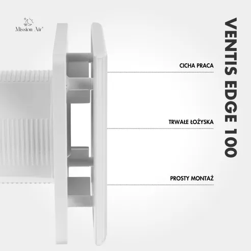 Wentylator łazienkowy VENTIS EDGE 100 mm biały montaż ścienny