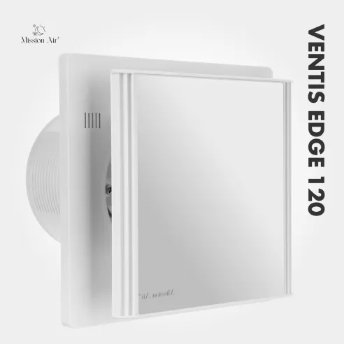 Wentylator łazienkowy VENTIS EDGE 120 mm | Z klapką zwrotną, Biały