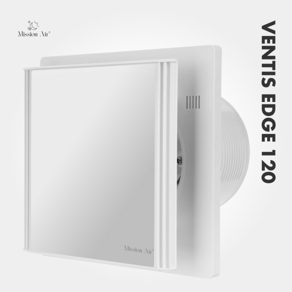 VENTIS EDGE 120 mm Bathroom Fan | Quiet, With Backdraft Shutter, White
