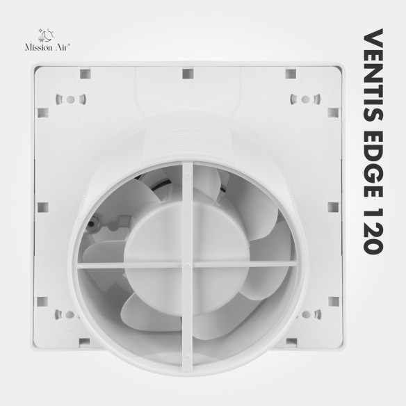 VENTIS EDGE 120 mm Bathroom Fan | Quiet, With Backdraft Shutter, White