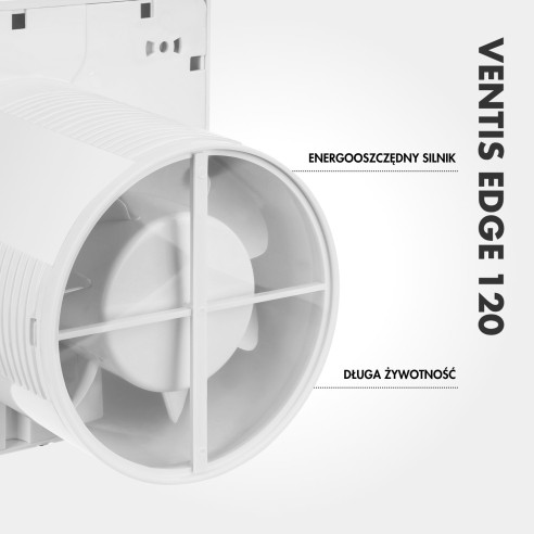 VENTIS EDGE 120 mm Bathroom Fan | Quiet, With Backdraft Shutter, White