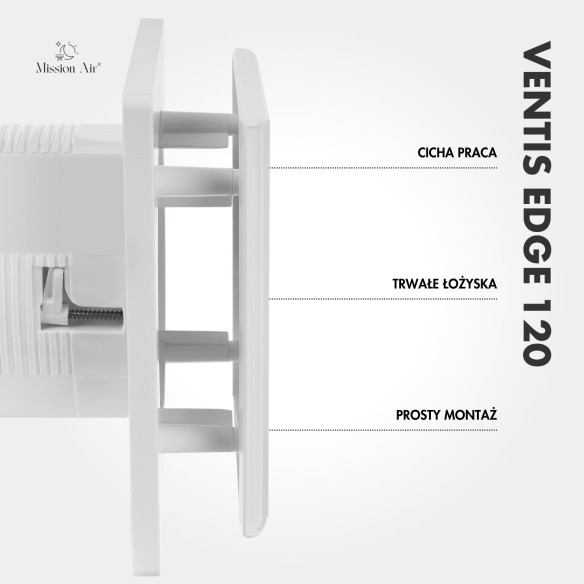 VENTIS EDGE 120 mm Bathroom Fan | Quiet, With Backdraft Shutter, White