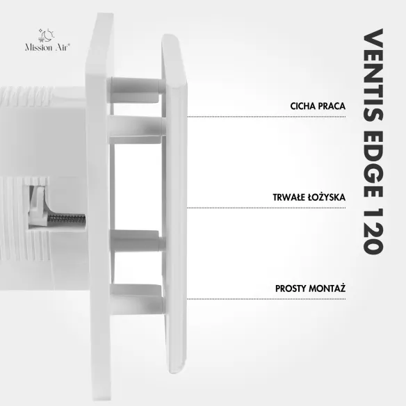 Wentylator łazienkowy VENTIS EDGE 120 mm biały montaż ścienny