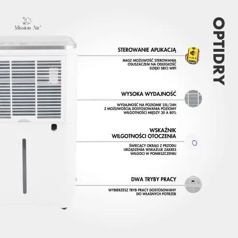 OPTIDRY 25 L/24 h Dehumidifier | Home Use, for up to 62.5 m²