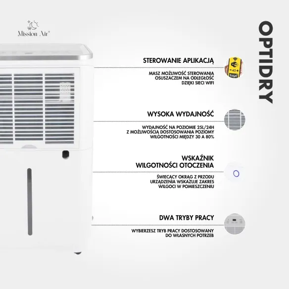 OPTIDRY 25 L/24 h Dehumidifier | Home Use, for up to 62.5 m²