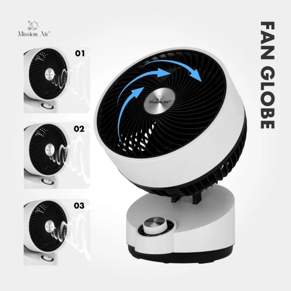 FAN GLOBE 50 W Desk Fan | 75° Oscillation, White