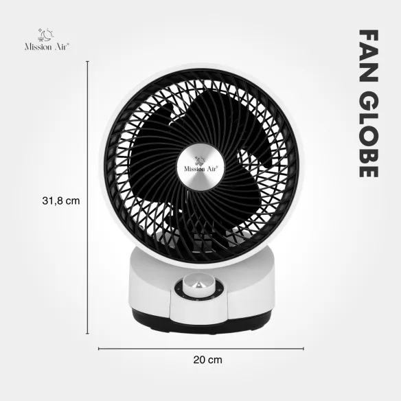 FAN GLOBE 50 W Desk Fan | 75° Oscillation, White