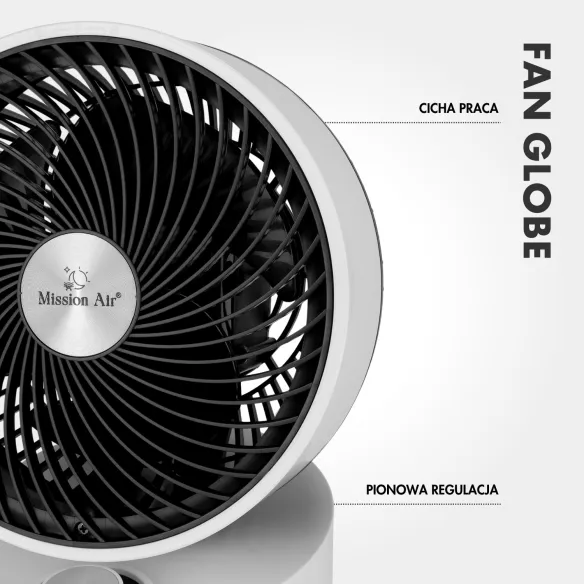 FAN GLOBE 50 W Desk Fan | 75° Oscillation, White