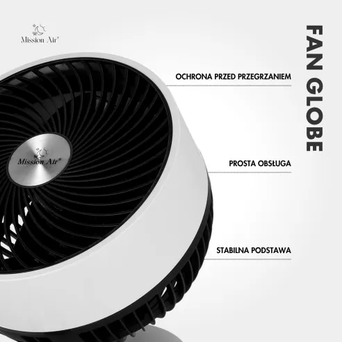 FAN GLOBE 50 W Desk Fan | 75° Oscillation, White