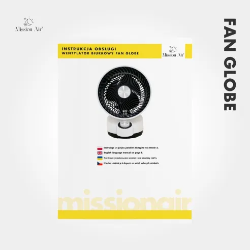 FAN GLOBE 50 W Desk Fan | 75° Oscillation, White