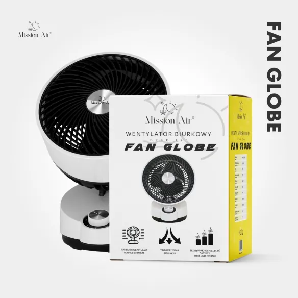FAN GLOBE 50 W Desk Fan | 75° Oscillation, White