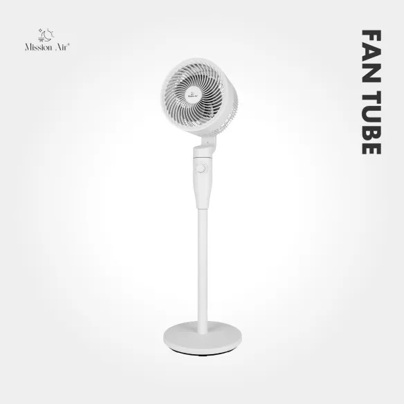 FAN TUBE Pedestal Fan | 65° Oscillation, 3 Speeds, White