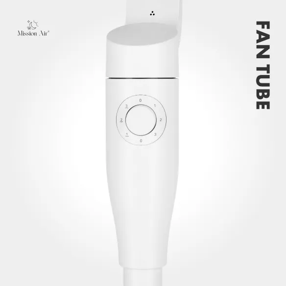 FAN TUBE Pedestal Fan | 65° Oscillation, 3 Speeds, White