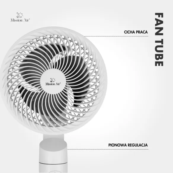 FAN TUBE Pedestal Fan | 65° Oscillation, 3 Speeds, White