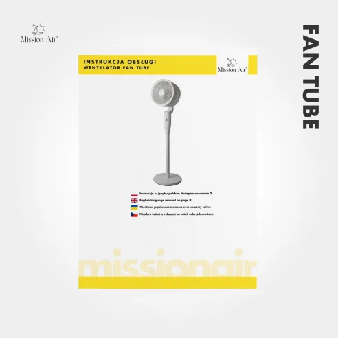 FAN TUBE Pedestal Fan | 65° Oscillation, 3 Speeds, White